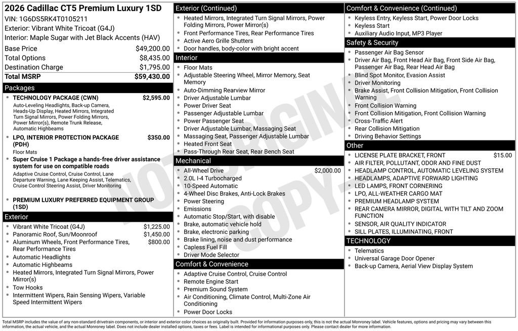 New 2026 Cadillac CT5 Premium Luxury w/ Technology Package AWD/4WD image 28