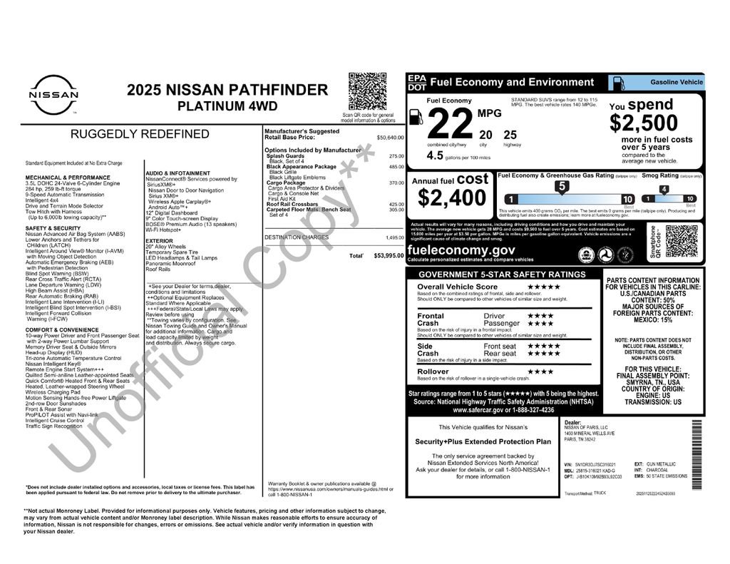 Used 2025 Nissan Pathfinder Platinum w/ Black Appearance Package image 48