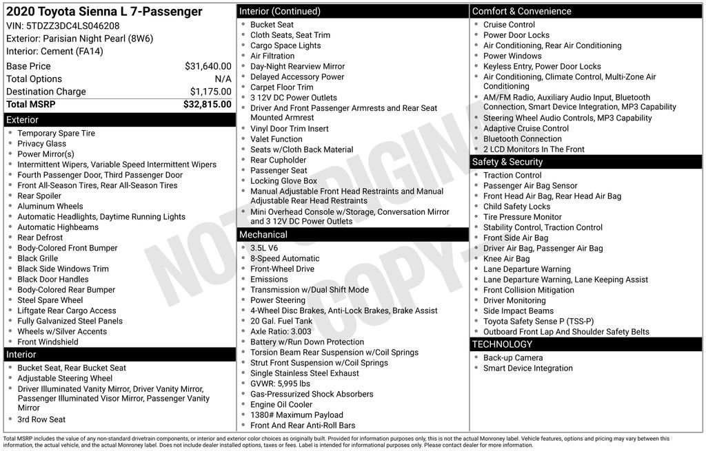 Used 2020 Toyota Sienna L FWD image 16