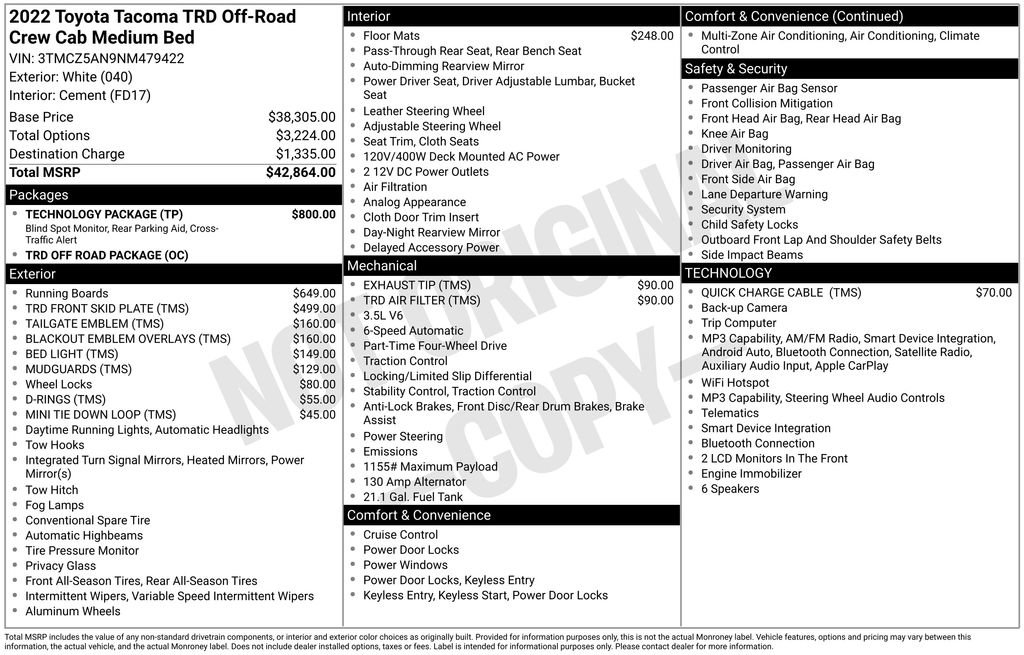 Used 2022 Toyota Tacoma TRD Off-Road w/ Technology Package image 34