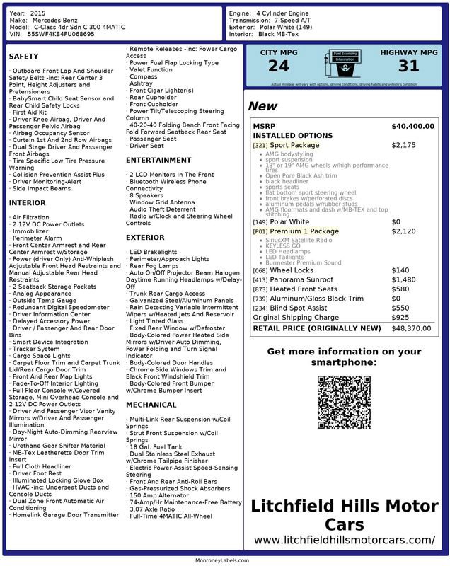Used 2015 Mercedes-Benz C 300 4MATIC Sedan image 2