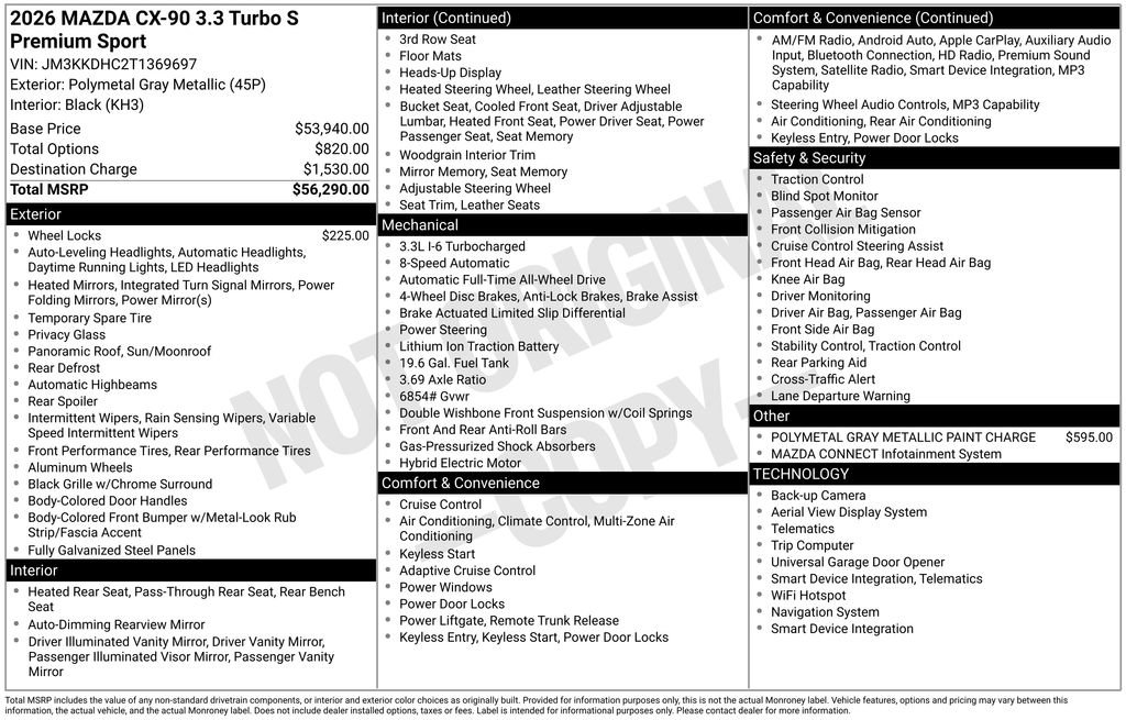 New 2026 MAZDA CX-90 3.3 Turbo S w/ Premium Package image 6
