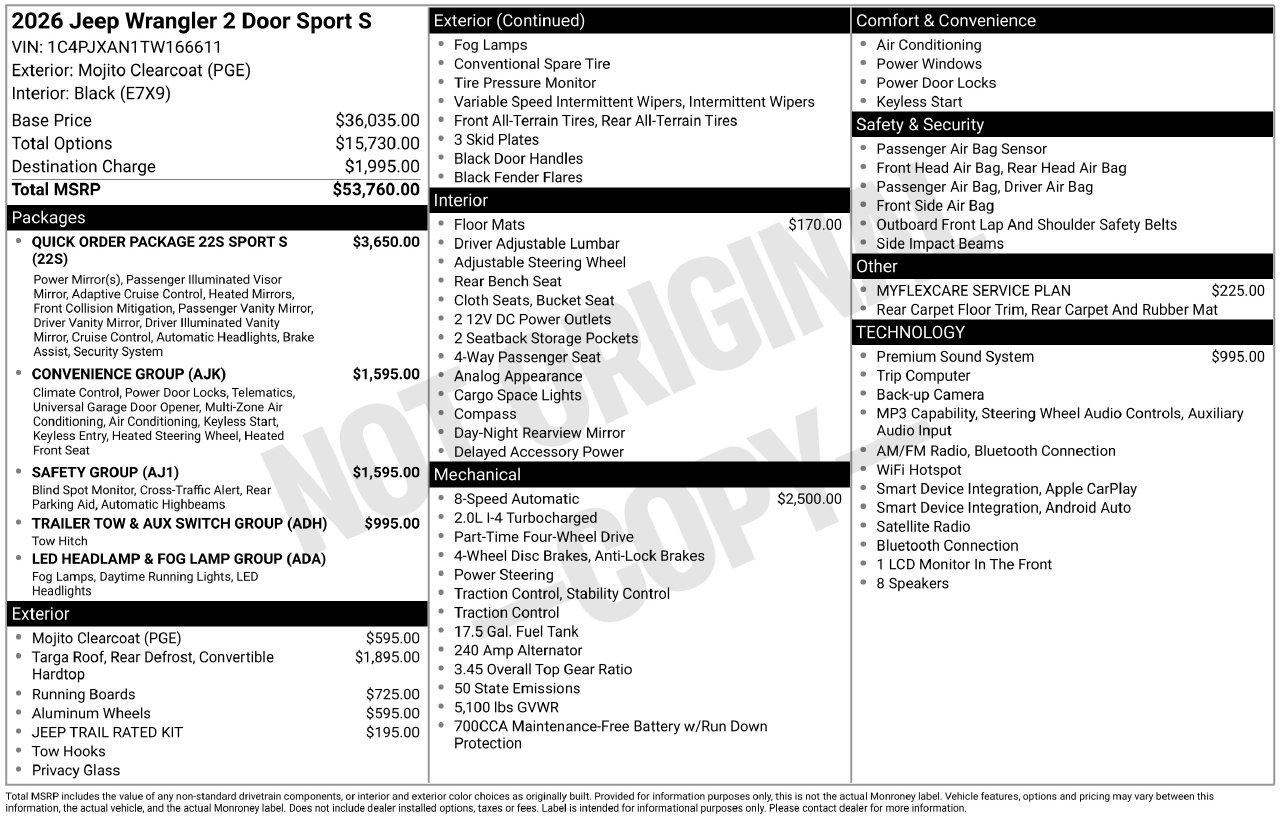 New 2026 Jeep Wrangler Sport AWD/4WD image 29