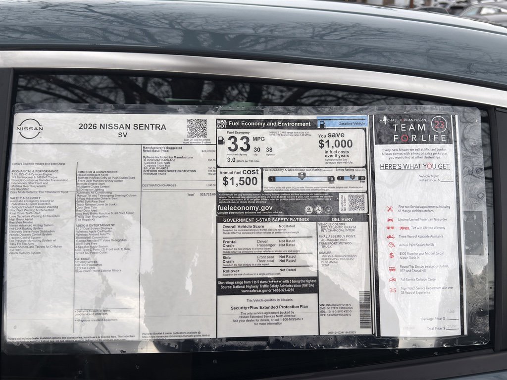 New 2026 Nissan Sentra SV w/ Floor Mat Package image 12