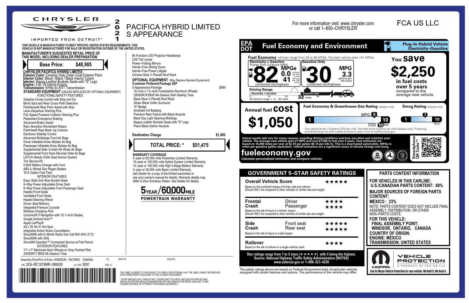 Used 2021 Chrysler Pacifica Limited w/ S Appearance Package image 69