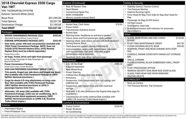 Used 2018 Chevrolet Express 2500 w/ Driver Convenience Package image 23