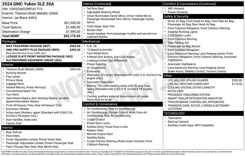 Certified 2024 GMC Yukon SLE w/ Max Trailering Package AWD/4WD image 5