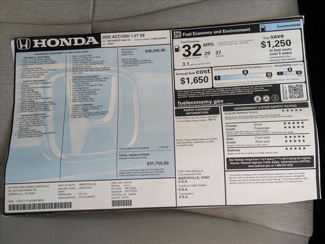 New 2025 Honda Accord SE image 17