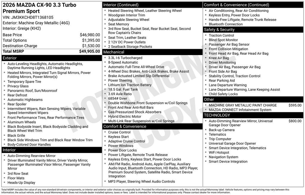 New 2026 MAZDA CX-90 3.3 Turbo w/ Premium Sport Pkg image 3