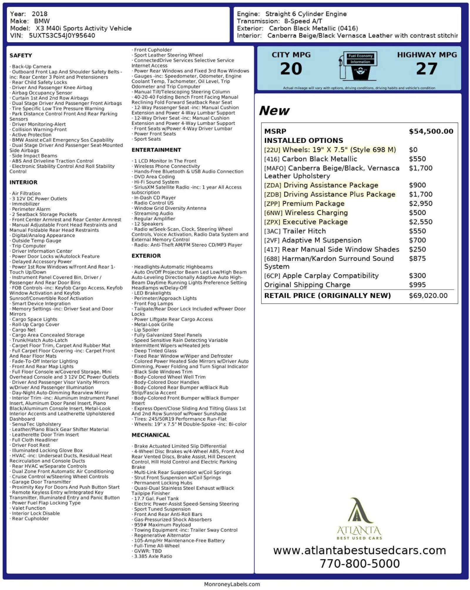 Used 2018 BMW X3 M40i image 52