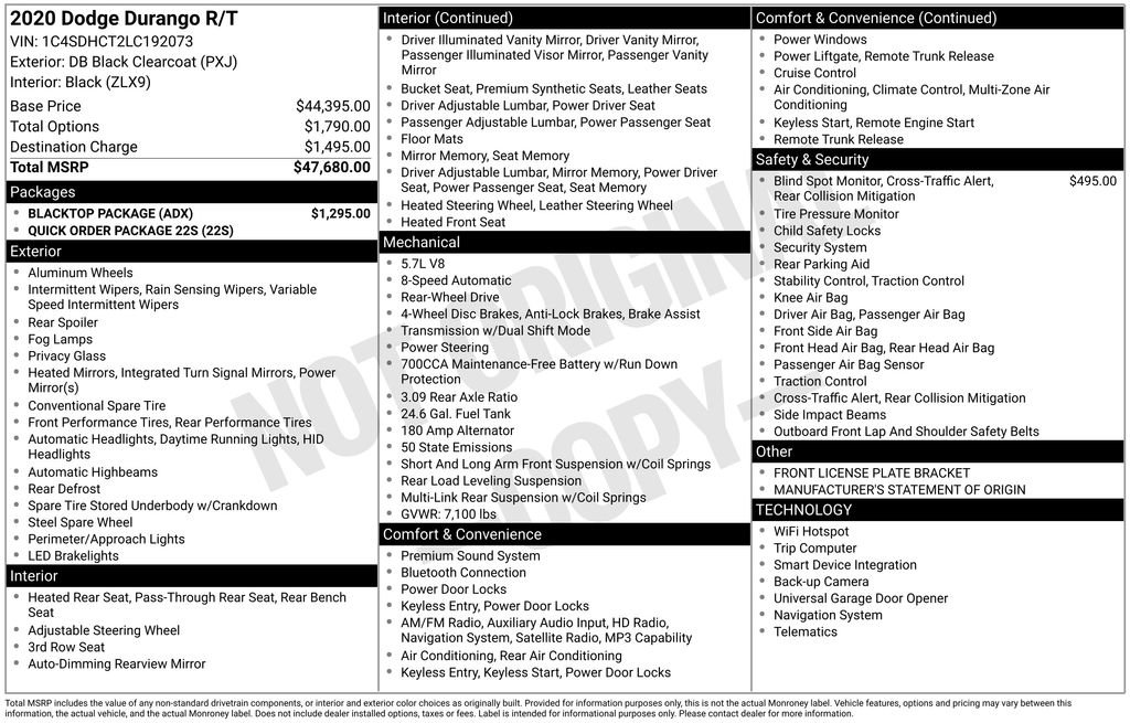 Used 2020 Dodge Durango R/T w/ Blacktop Package RWD image 5