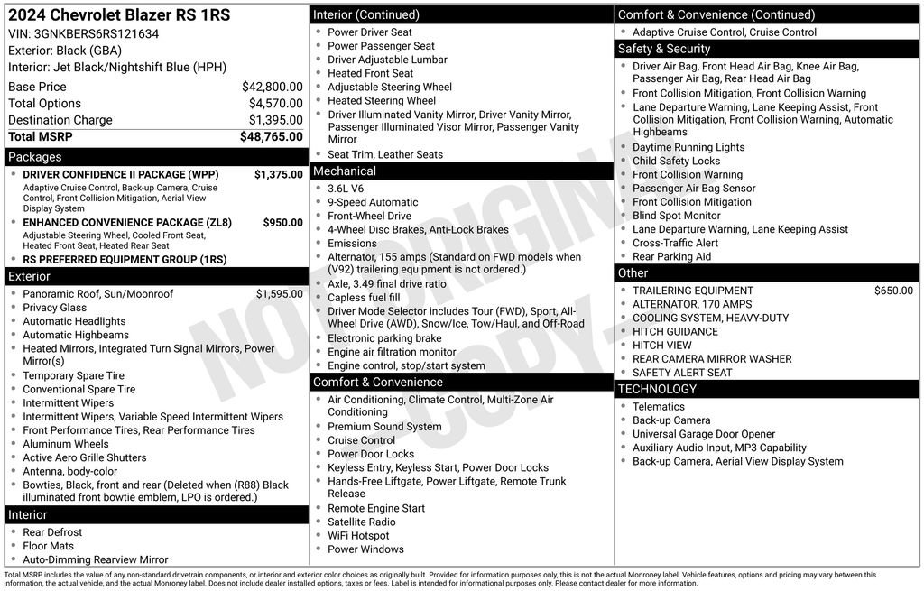 Used 2024 Chevrolet Blazer RS w/ Driver Confidence II Package FWD image 8