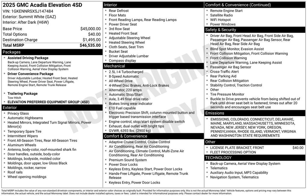 Used 2025 GMC Acadia Elevation image 31