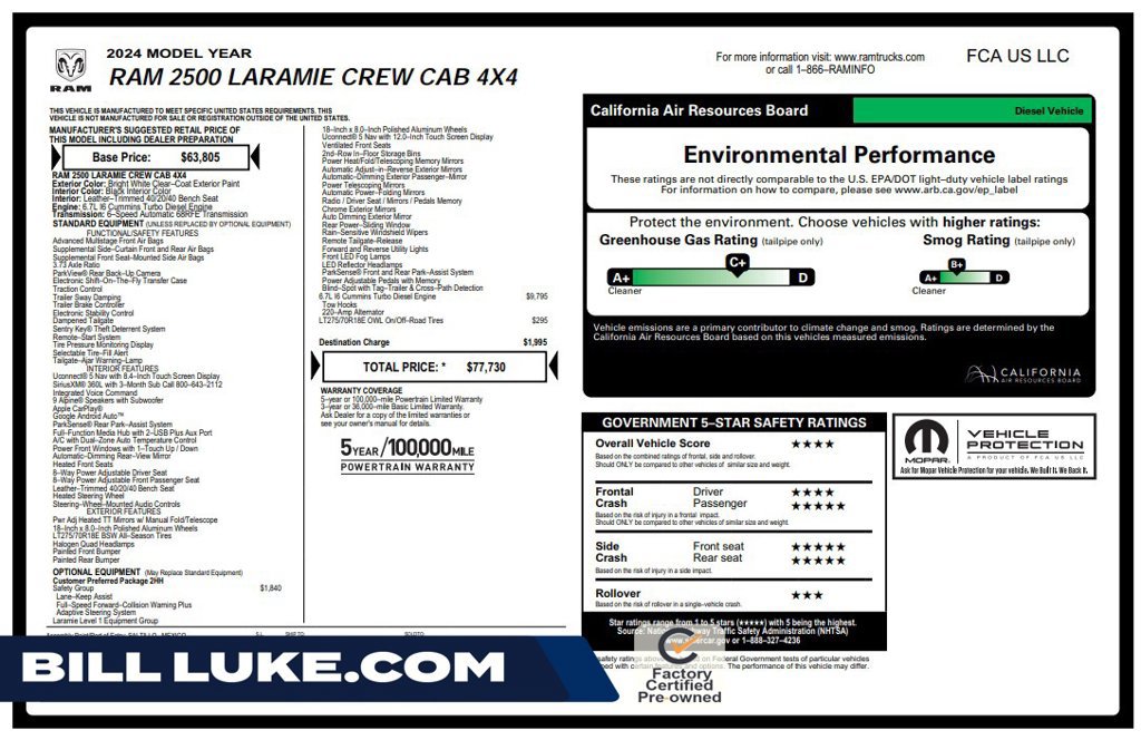 Certified 2024 RAM 2500 Laramie w/ Safety Group