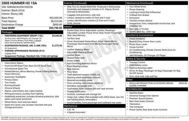 Used 2005 HUMMER H2 w/ Preferred Equipment Group image 2