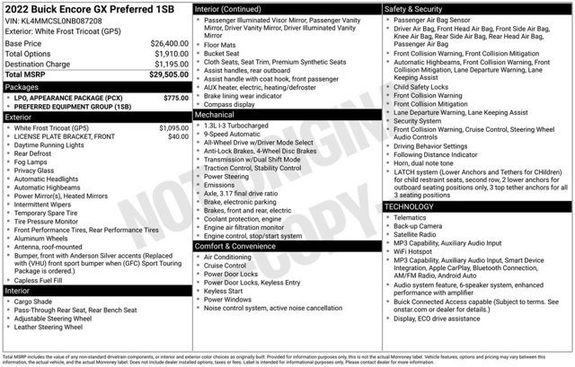 Certified 2022 Buick Encore GX Preferred w/ LPO, Appearance Package AWD/4WD image 6