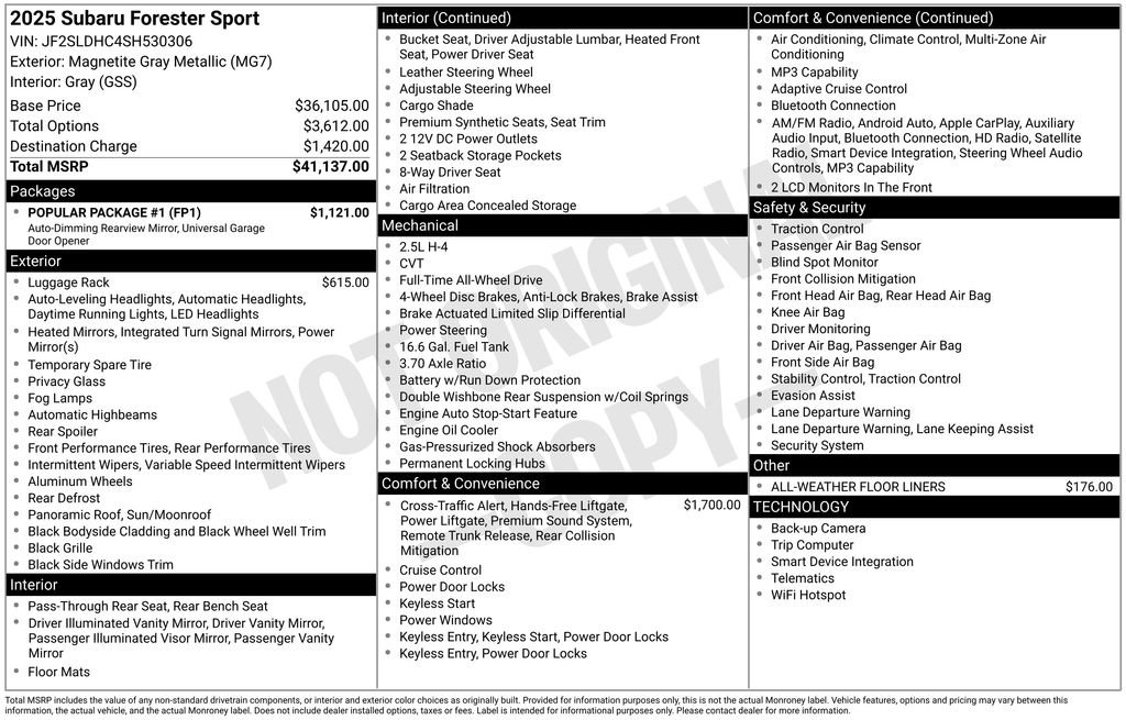 Used 2025 Subaru Forester Sport w/ Popular Package #1 image 29