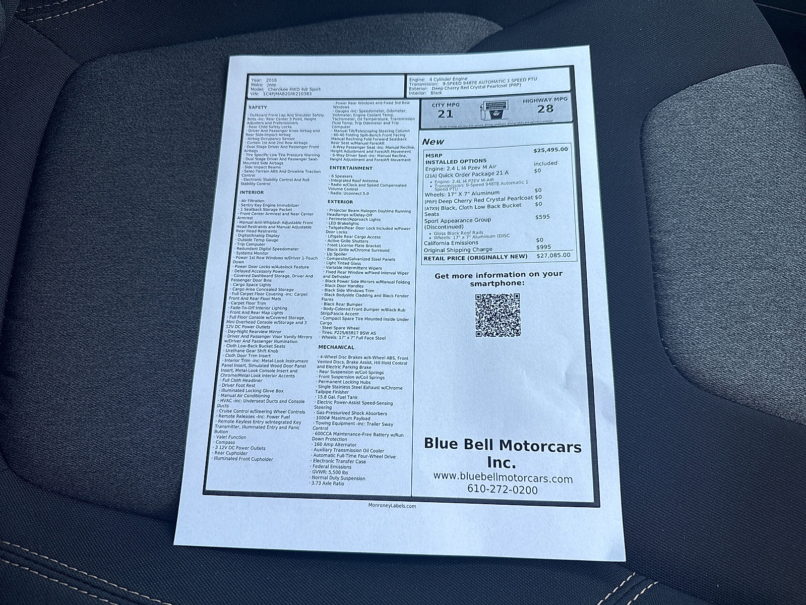 Used 2016 Jeep Cherokee Sport image 61