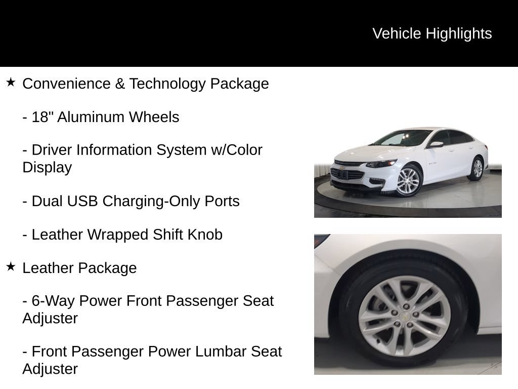 Used 2017 Chevrolet Malibu LT w/ Leather Package FWD image 13