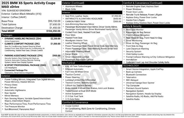 Certified 2025 BMW X6 M60i w/ Dynamic Handling Package AWD/4WD image 42