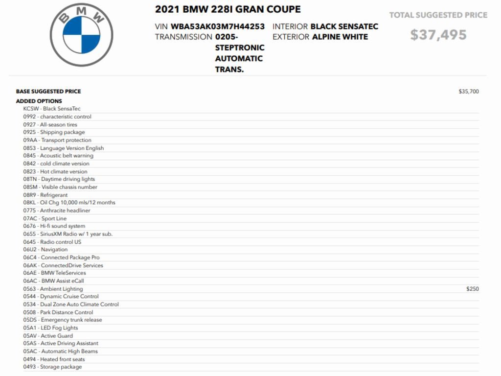 Used 2021 BMW 228i Gran Coupe w/ Lights Package image 3