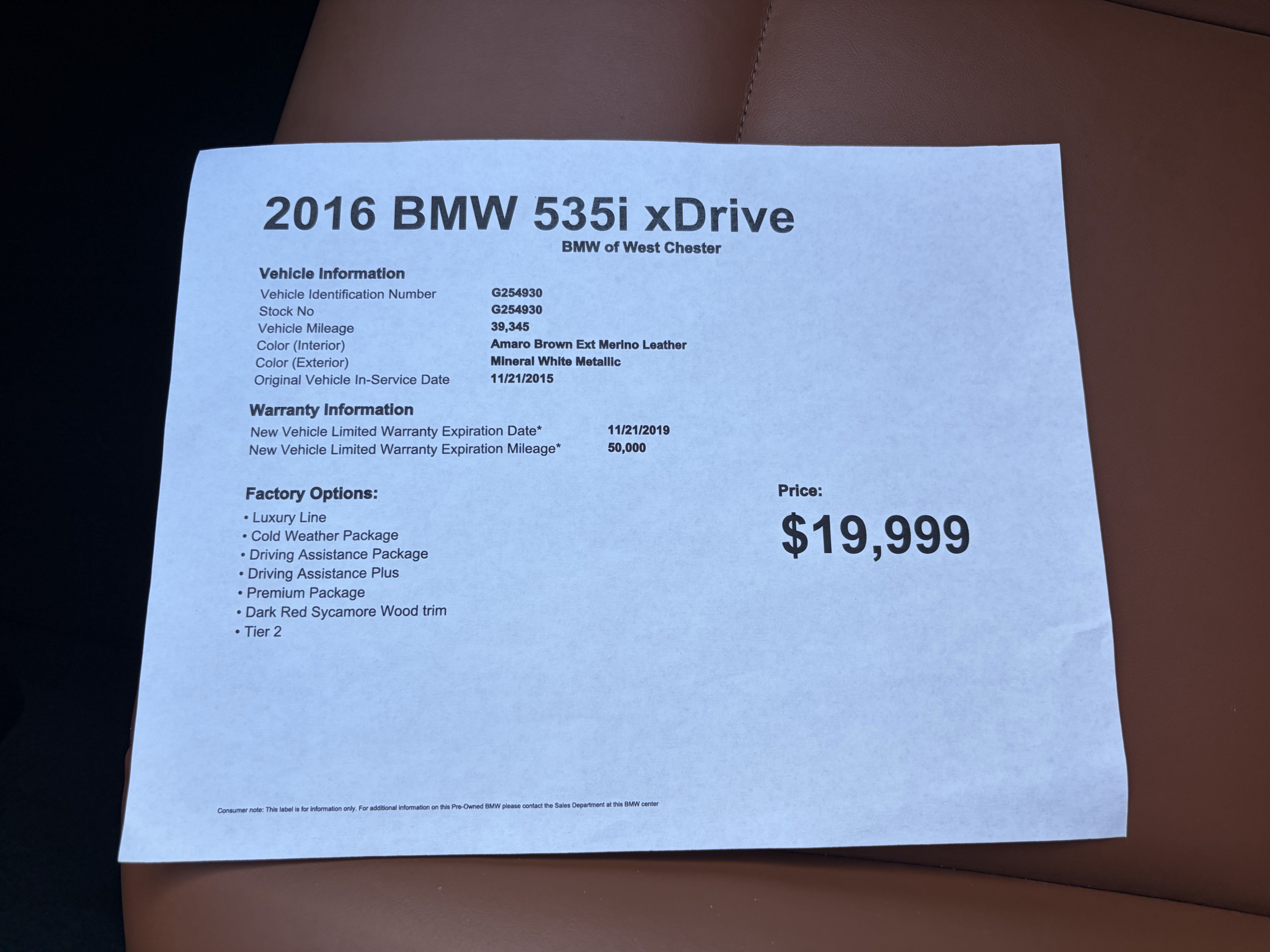 Used 2016 BMW 535i xDrive Sedan AWD/4WD image 18