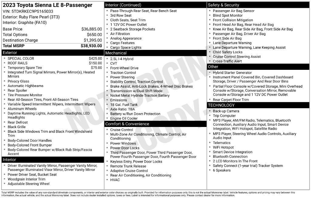Used 2023 Toyota Sienna LE FWD image 2