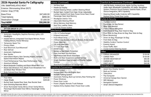 New 2026 Hyundai Santa Fe Calligraphy FWD image 4