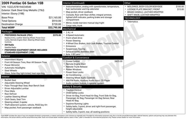 Used 2009 Pontiac G6 Sedan w/ Preferred Package FWD image 30
