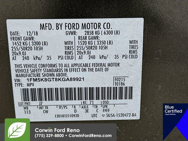 Certified 2019 Ford Explorer Sport w/ Equipment Group 401A image 39