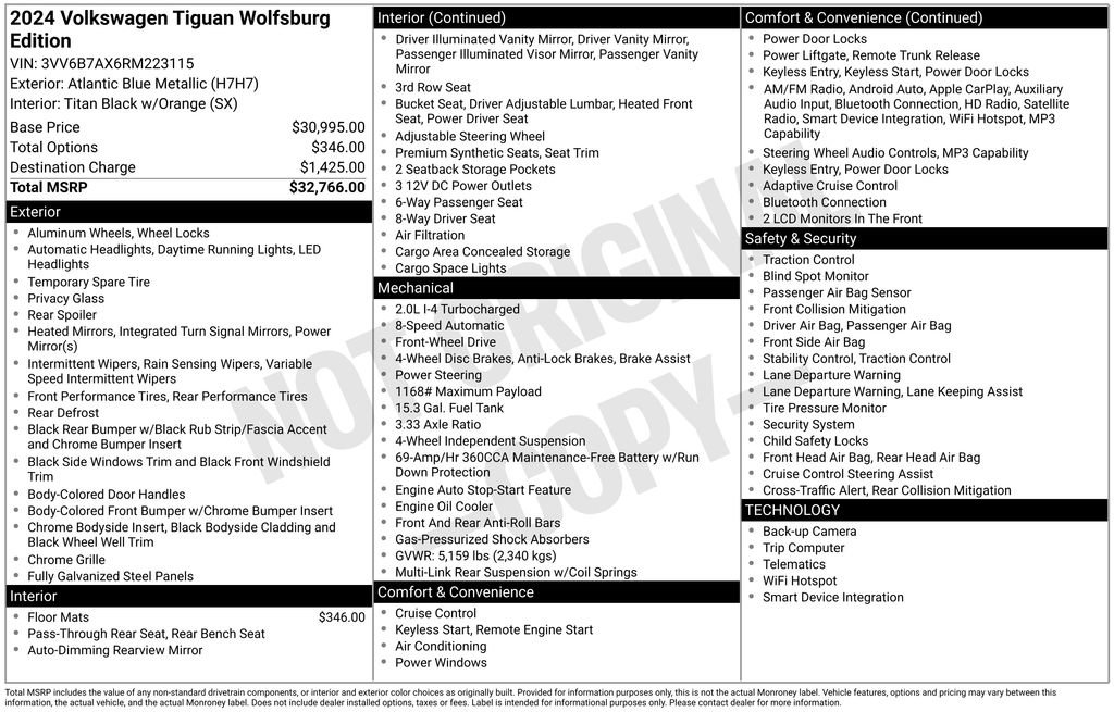 Certified 2024 Volkswagen Tiguan Wolfsburg Edition FWD image 32