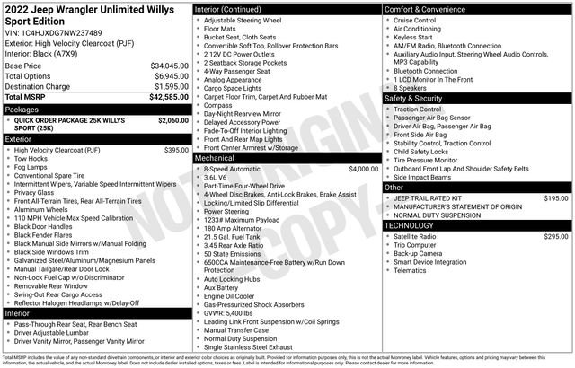 Used 2022 Jeep Wrangler Unlimited Sport image 41