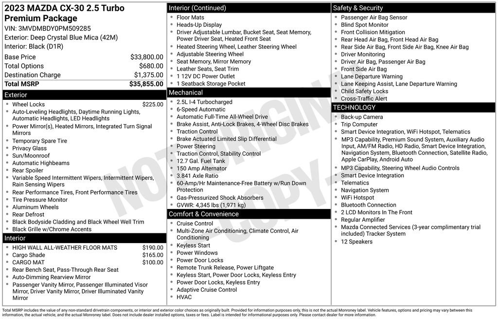 Certified 2023 MAZDA CX-30 2.5 Turbo w/ Premium Package AWD/4WD image 6