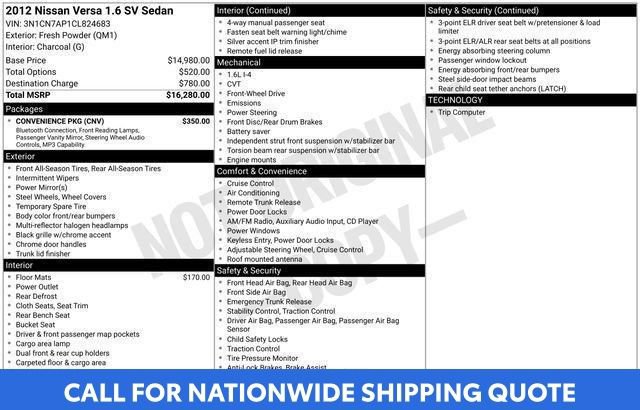 Used 2012 Nissan Versa SV w/ Convenience Pkg FWD image 8