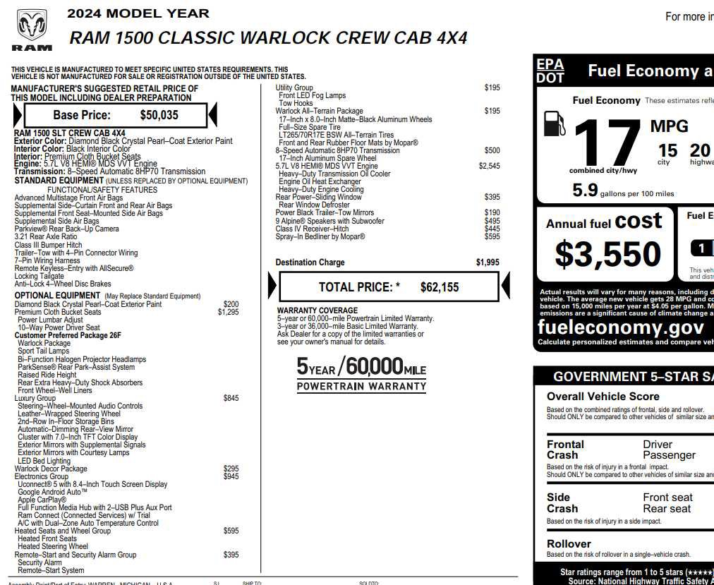 Used 2024 RAM 1500 Classic Warlock w/ Electronics Group image 2