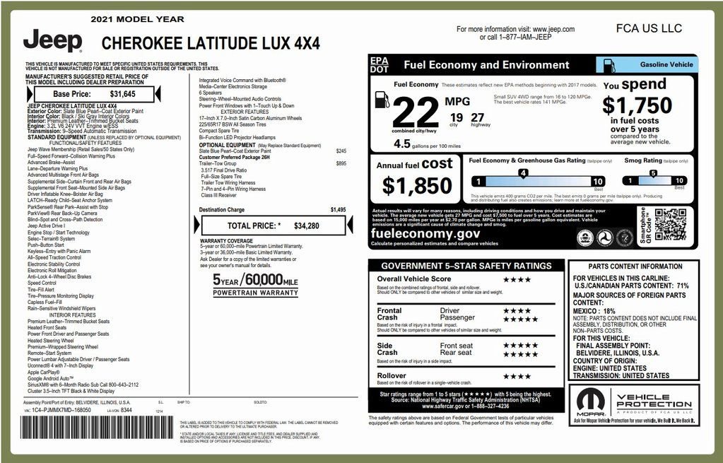 Used 2021 Jeep Cherokee Latitude Lux w/ Trailer Tow Group image 26