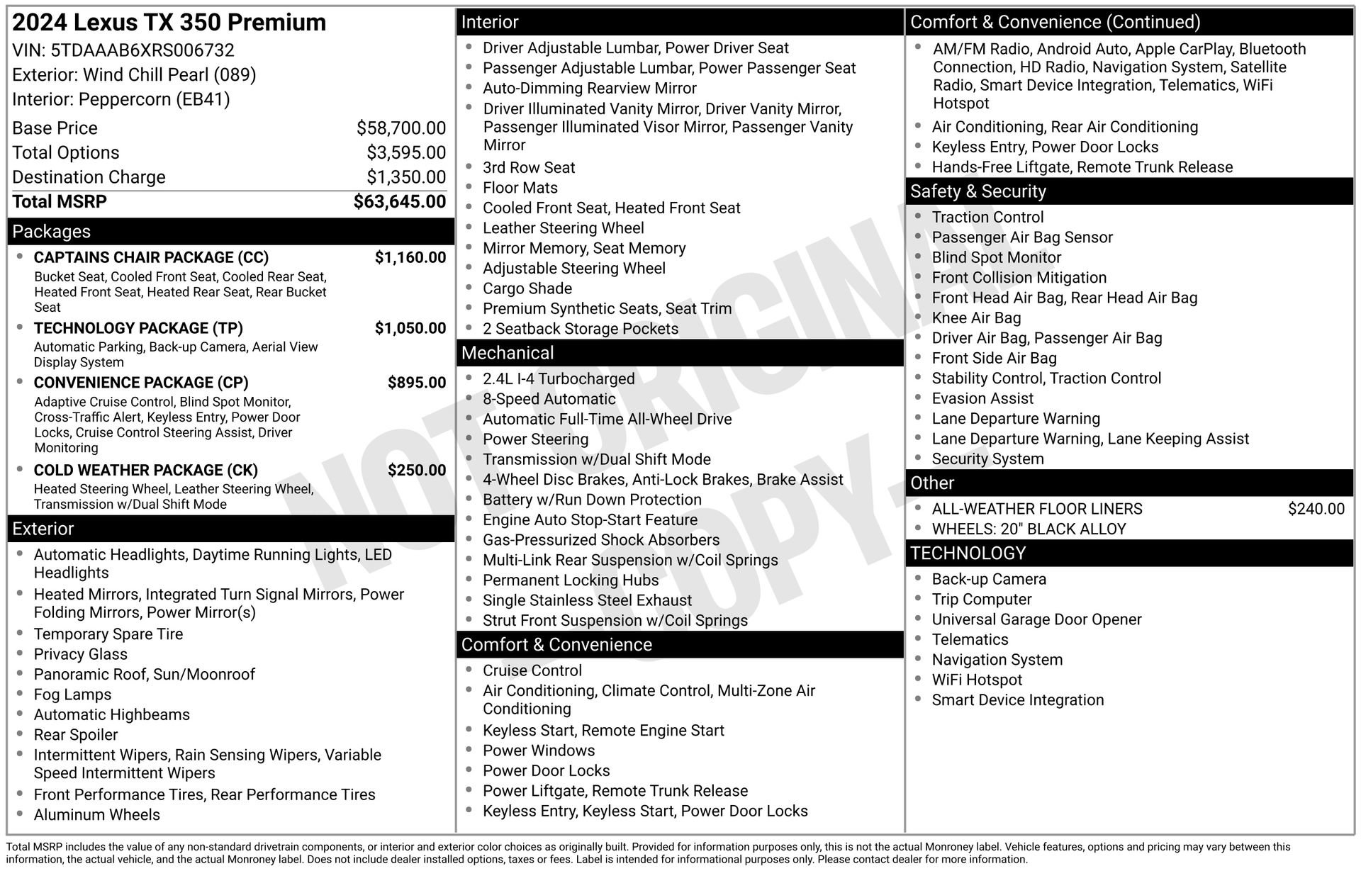 Used 2024 Lexus TX 350 AWD w/ Captains Chair Package image 9