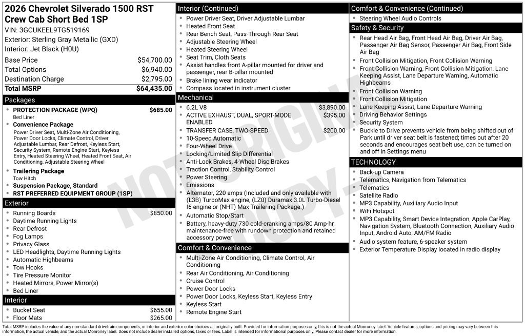 New 2026 Chevrolet Silverado 1500 RST w/ Protection Package AWD/4WD image 3