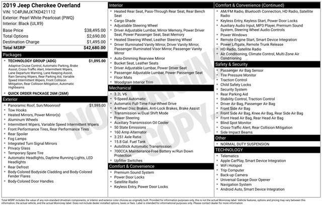 Used 2019 Jeep Cherokee Overland w/ Technology Group image 39