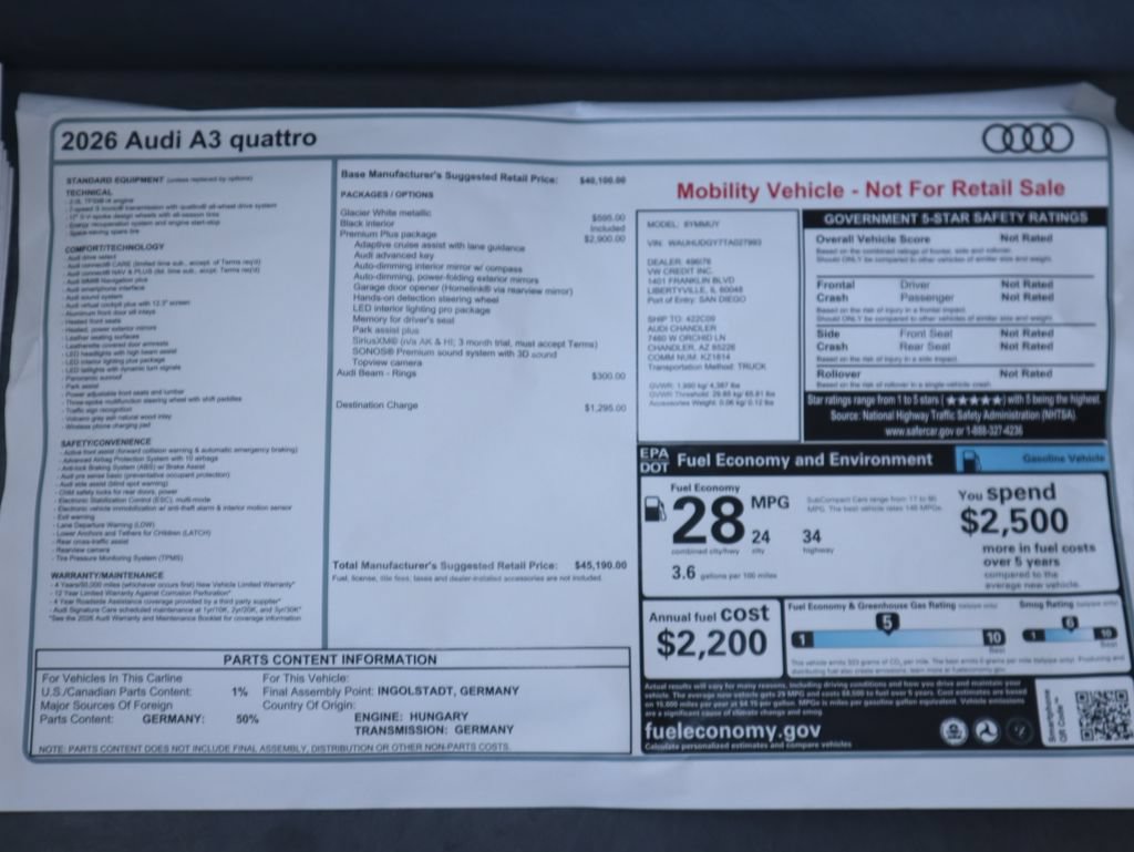 Used 2026 Audi A3 2.0T Premium Plus w/ Premium Plus Package AWD/4WD image 10
