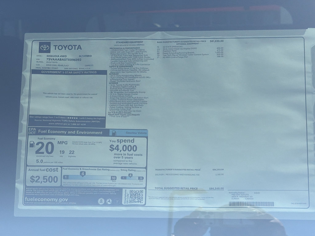 New 2026 Toyota Sequoia Platinum w/ Tow Technology Package AWD/4WD image 28