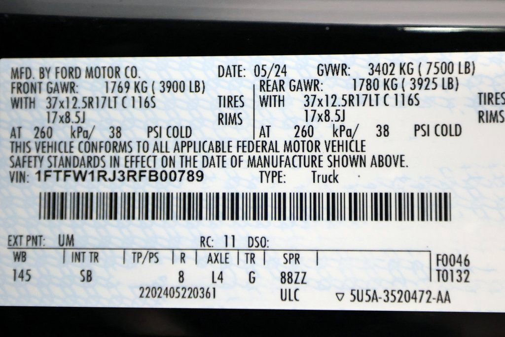 Used 2024 Ford F150 Raptor w/ Equipment Group 803A Raptor R AWD/4WD image 61