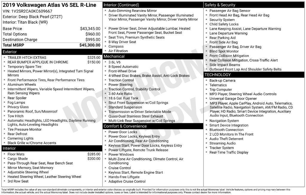 Used 2019 Volkswagen Atlas SEL R-Line FWD image 6