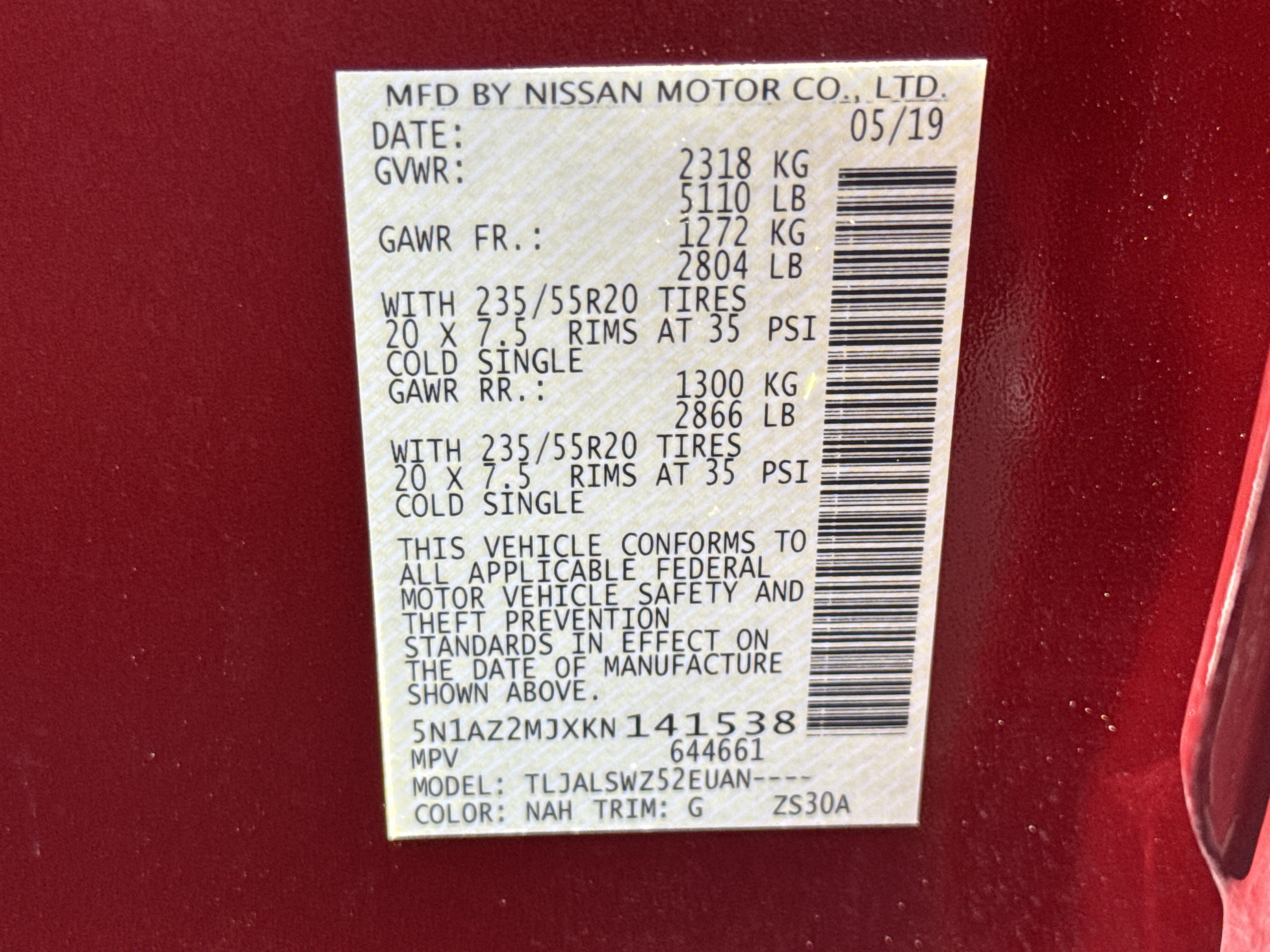 Used 2019 Nissan Murano Platinum w/ Cargo Package FWD image 37