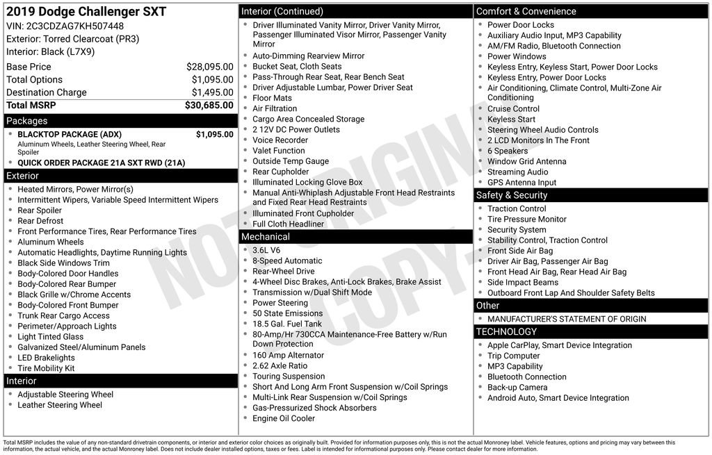 Used 2019 Dodge Challenger SXT w/ Blacktop Package image 8