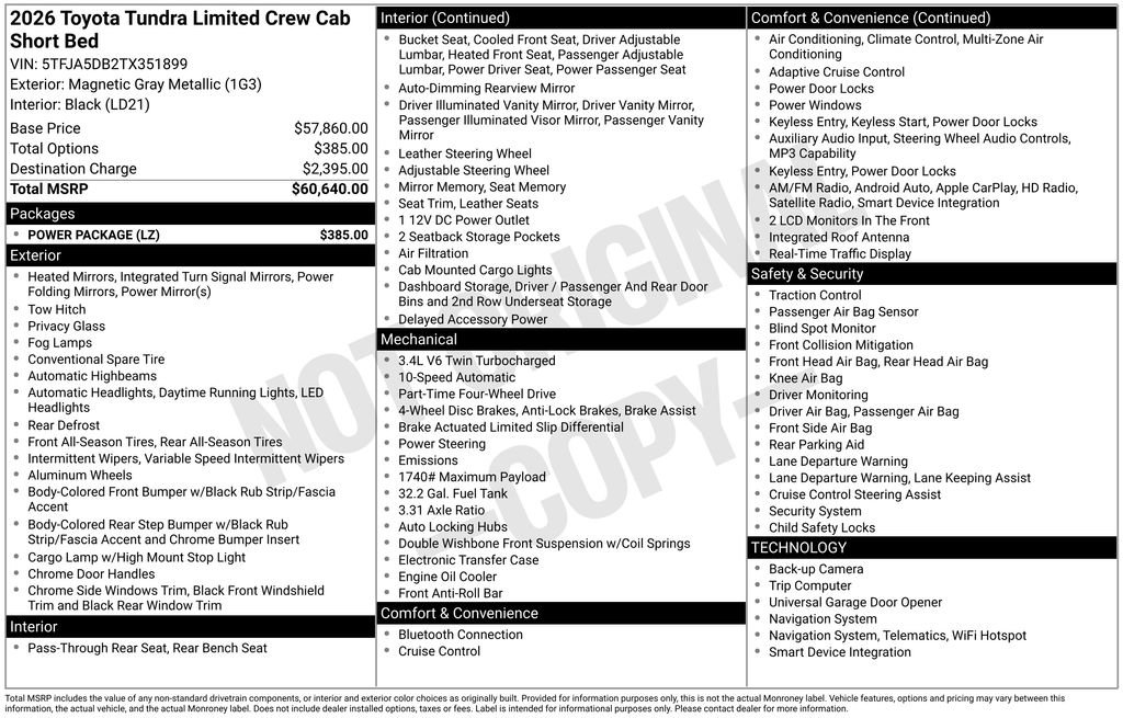 Used 2026 Toyota Tundra Limited w/ Power Package AWD/4WD image 40