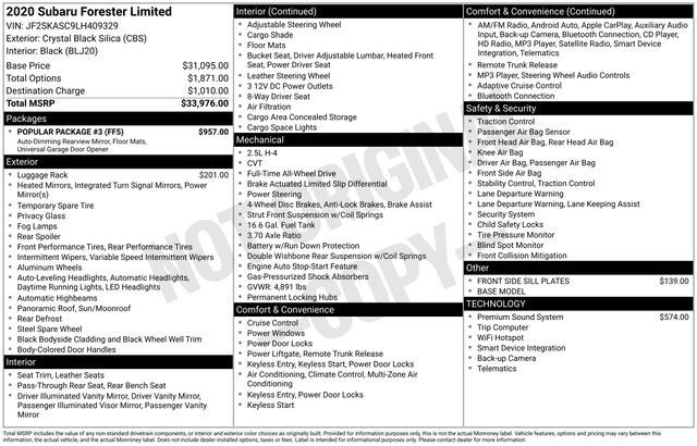 Used 2020 Subaru Forester Limited w/ Popular Package #3 image 33