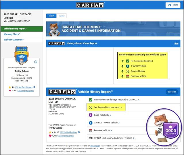 Used 2023 Subaru Outback Limited image 13