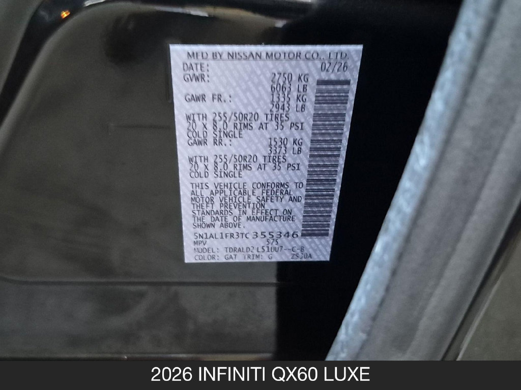 Certified 2026 INFINITI QX60 Luxe w/ Cargo Package FWD image 27