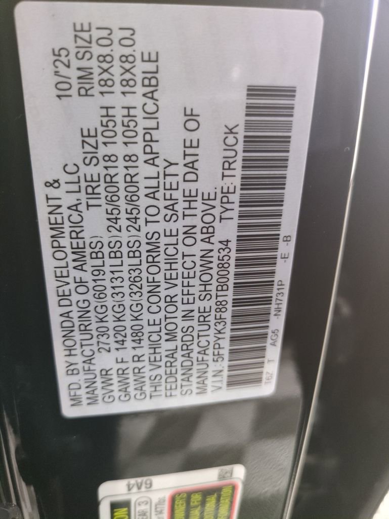 New 2026 Honda Ridgeline Black Edition image 30